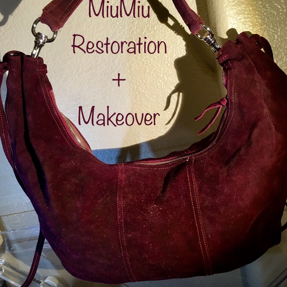 Renovated MiuMiu Suede Crescent Hobo